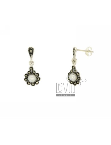 Earrings pearl silver with...