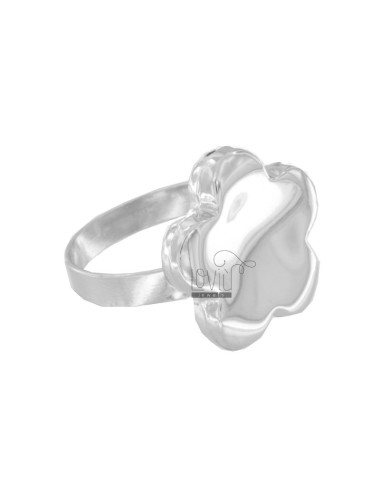 Flower ring polished silver...