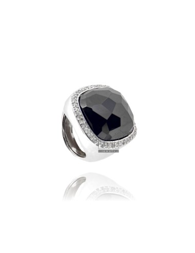 Square ring with hard stone...