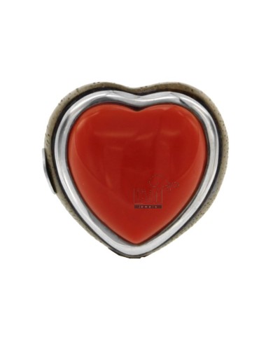 Ring heart faux coral and...