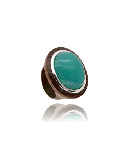 Oval ring with sea green...