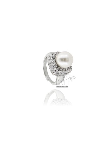 Square ring with pearl and...