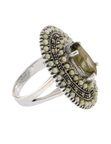 Oval ring with marcasite,...
