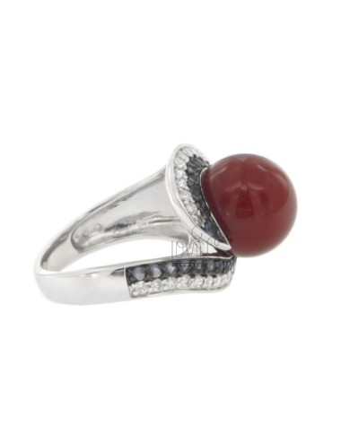 Red coral paste ring 12 mm...