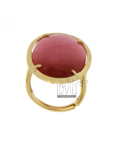 Oval ring with stone in ag...