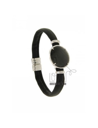 Bracelet in black leather,...