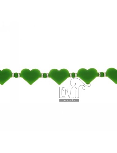 Hearts bracelet in green...