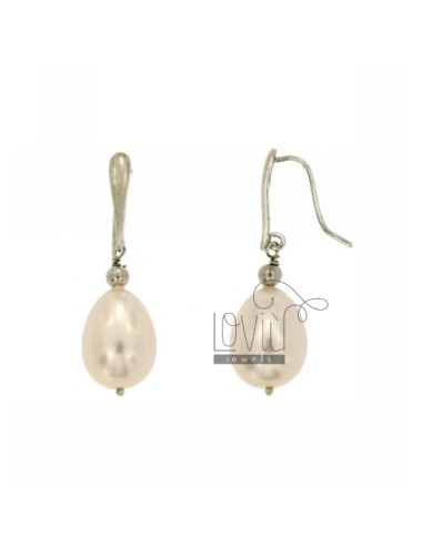 Drop earrings silver pearl...