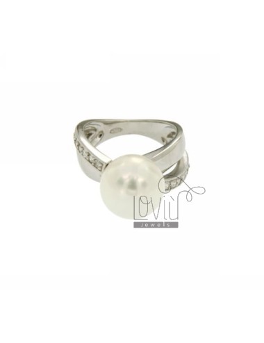 Ring mit weißen perle 12 mm...
