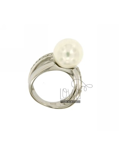 Ring with white pearl 12 mm...
