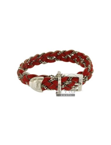 Bracelet buckle red leather...