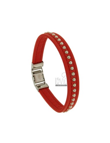 Leather bracelet red 10 mm...