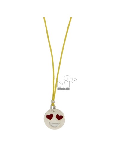 Necklace with yellow silk...