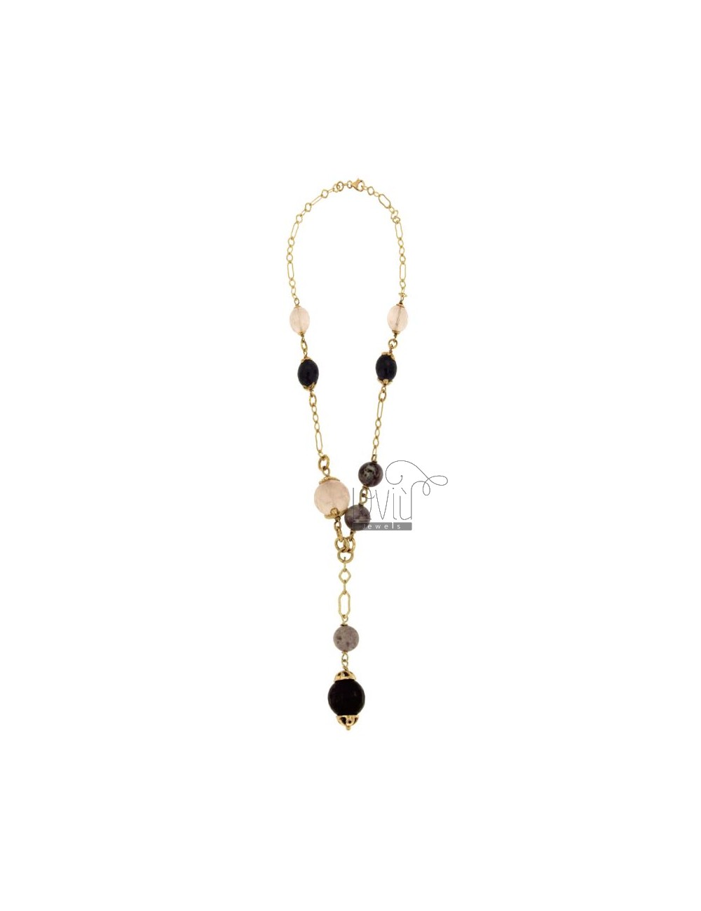 Halskette mit Perlchen und Herz in silber-lila 86 cm