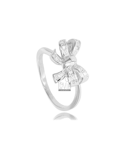 Bow ring in rhodium-plated...