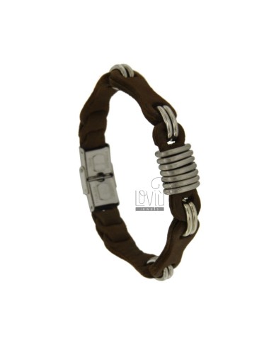 Steel bracelet and brown...