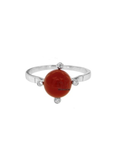 Ring with ball in red coral...