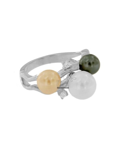 Ring with pearls in rhodium...