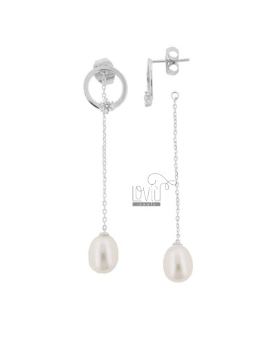 Pendant earrings with pearl...
