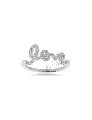 Love ring in rhodium-plated...