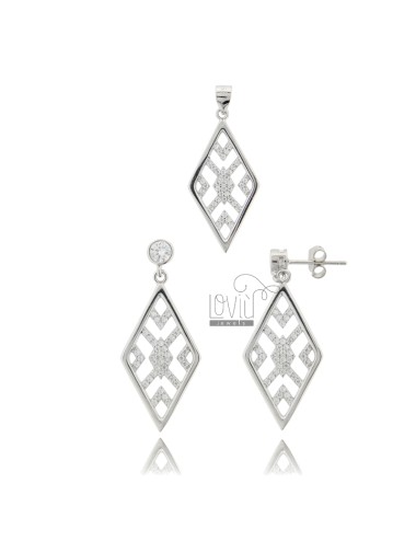 Earrings and rhodium-plated...