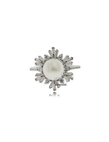 Flower ring with pearl mm 8...