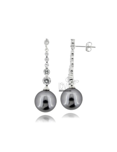 Pendant earrings with gray...