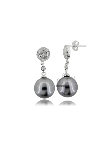 Pendant earrings with gray...
