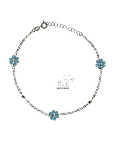 Rolo anklet with flowers in...
