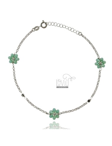 Rolo anklet with flowers in...