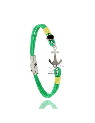 Green rope bracelet with...