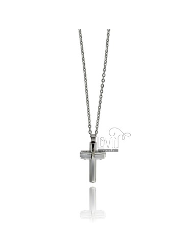 Cross pendant in steel with...