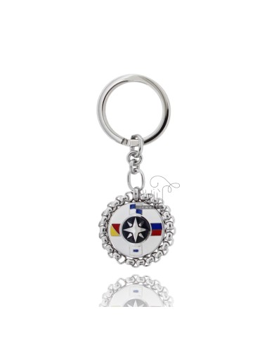 Round key ring with rose of...