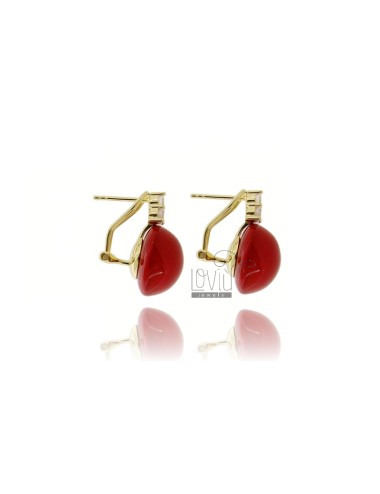 Lobe earrings with red...