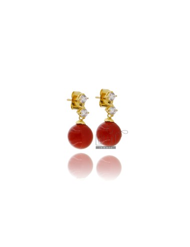 Earrings with ball of red...