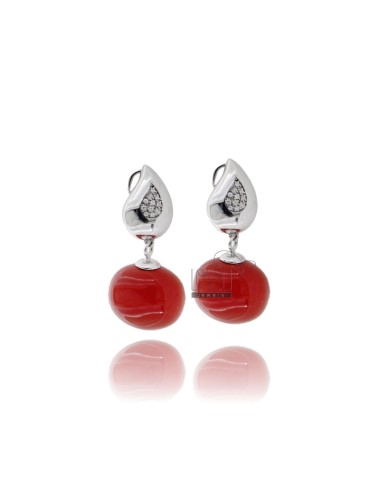 Earrings with red coral...