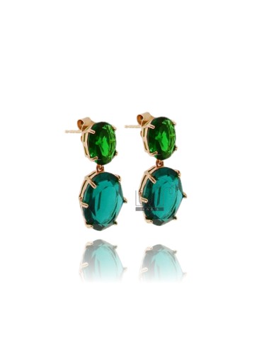 Earrings with green and oil...