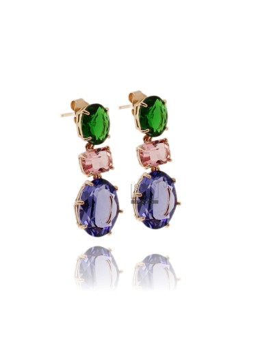 Earrings with green, pink...