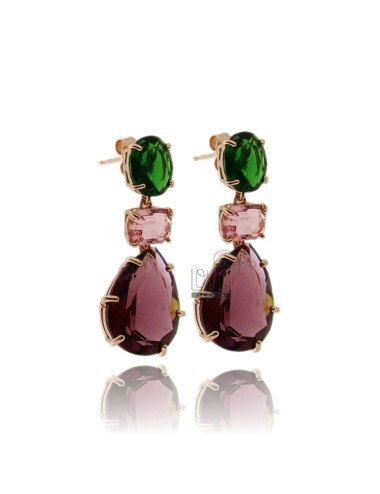 Earrings with green, pink...